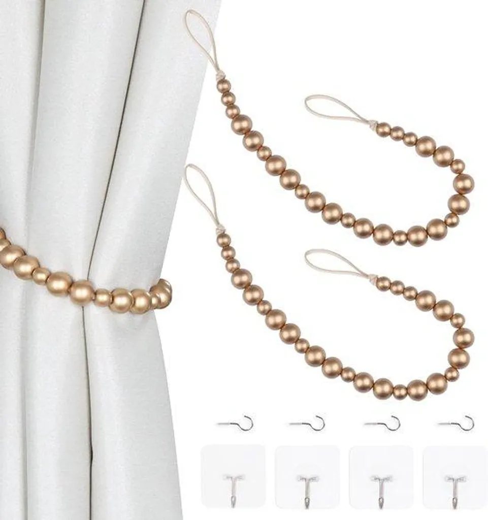 Rubans de rideaux dorés au design naturel tressé pour déco chic