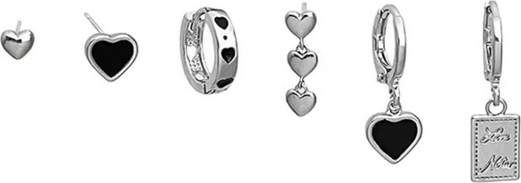 1 Set Damen-Ohrringe, süß, cool, Gothic, verschiedene Stile, elegantes Geschenk, Legierung, Liebe, herzförmig, Creolen, baumelnde Ohrstecker-Set...