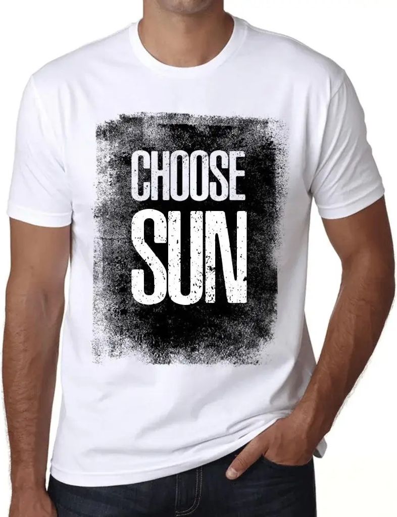 Herren Grafik T-Shirt Sonne wählen – Choose Sun – Öko-Verantwortlich Vintage Jahrgang Kurzarm Lustige Druck Geburtstag Geschenk Mann