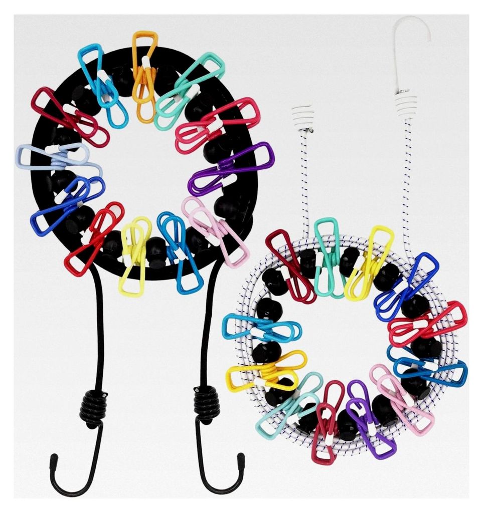 Reise Wäscheleine Camping 2 Stück - Ausziehbare Wäscheleine mit 12 Klammern und 13 Positionierungsverschlüssen, Campingzubehör für Outdoor-Ak...