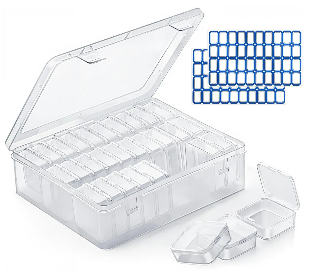 Mini Boîtes Plastique Transparent pour Perles et Bijoux - Lot de 30
