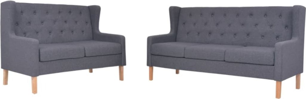 The Living Store 2-tlg. Sofa-Set Stoff Grau