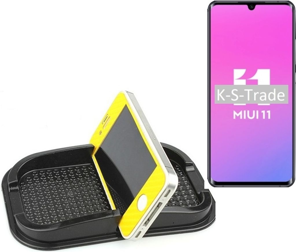 K-S-Trade Auto Anti Rutsch Matte Smartphone-Halter kompatibel mit Xiaomi Mi Note 10 Lite Haft Pad Armaturenbrett Handy-Halterung Silikon