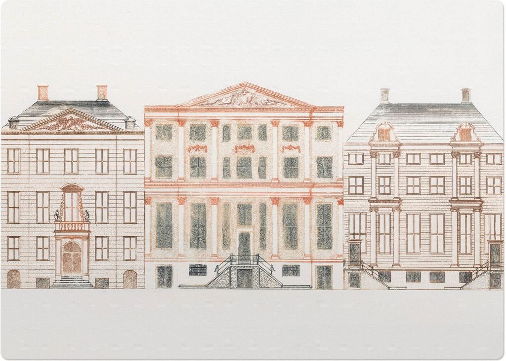 Zeichnung von Stadthäusern – Bodenschutzmatte – Stuhlunterlage 140x100 cm – Rutschfest – Hartbodenmatte