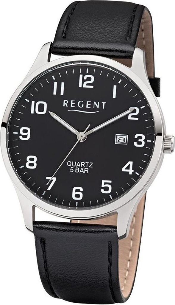 Regent Armbanduhr mit Lederarmband Quarzuhrwerk und Produktbild 