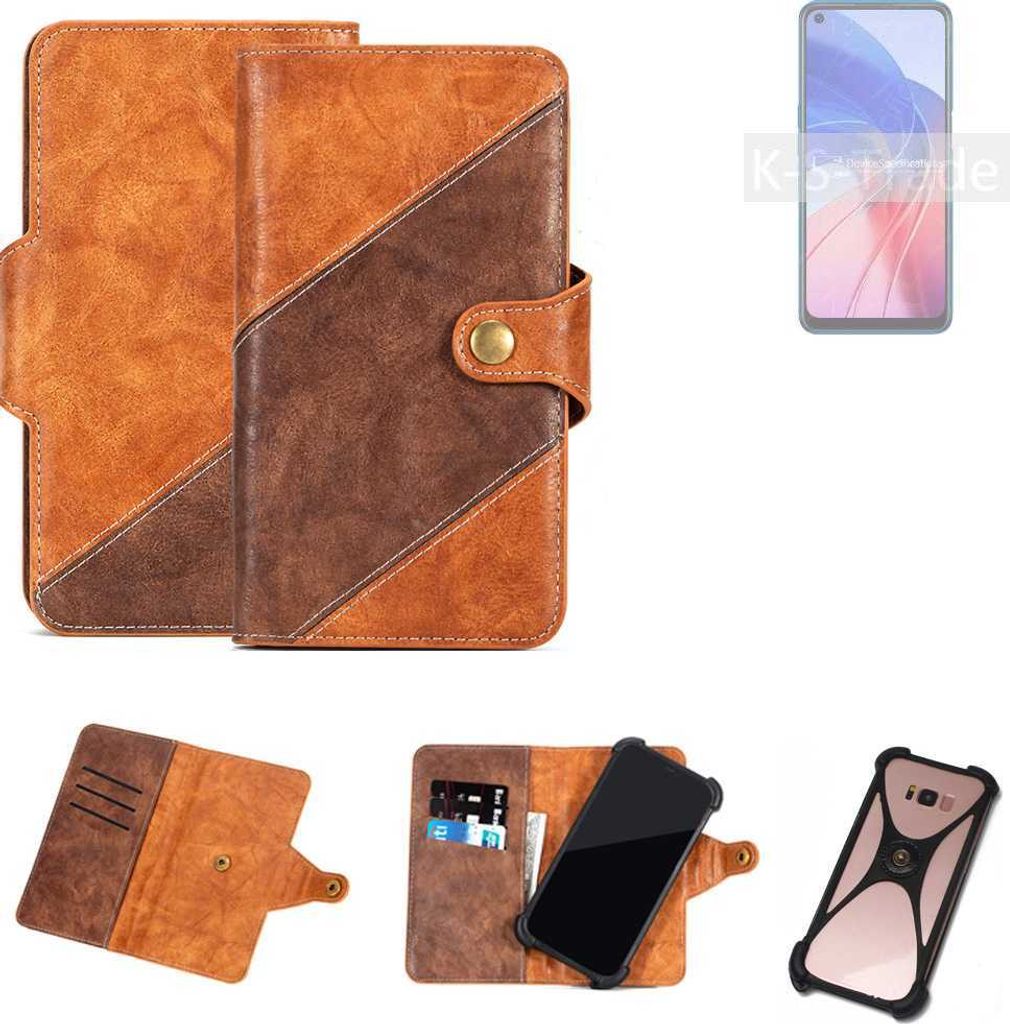 K-S-Trade Handyhülle Schutzhülle Bookstyle Case Wallet-Case kompatibel mit Oppo A55 4G Cover Klapphülle Kantenschutz Smartphone dunkelbraun braun