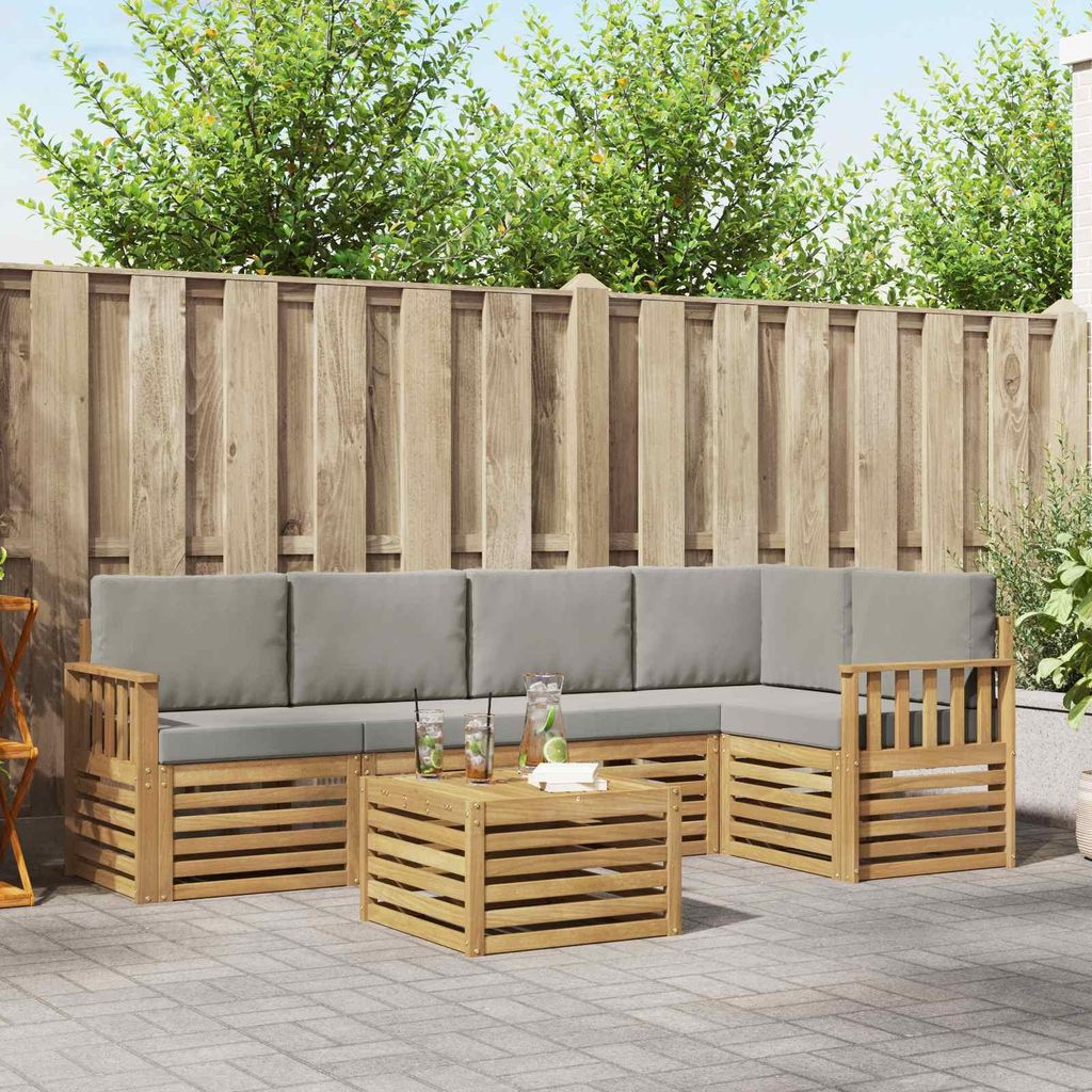 Möbel Outdoor-Sofagarnitur 6 pcs Weiß und Hellgrau 59 x 59 x 37 cmGartensofas - Gartensofas c4393