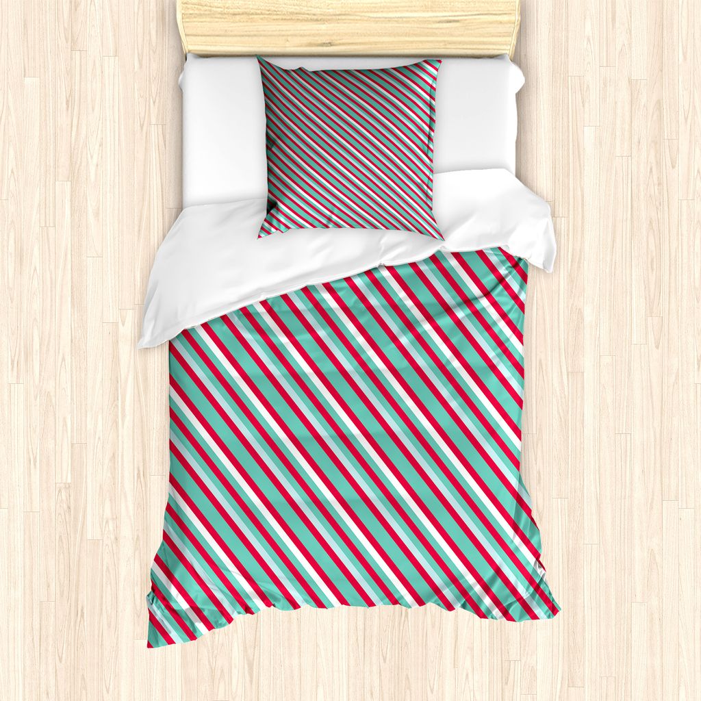 ABAKUHAUS Streifen Bettbezug Set für Einzelbetten, Weihnachten Vibe einfache Linien, Milbensicher Allergiker geeignet mit Kissenbezug, 135 cm x 20...