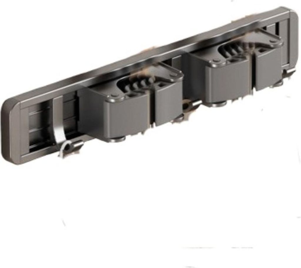 INF Wandmontierter Besenhalter Gunmetal Grau 30cm Space Aluminum x ABS 2 Klemmen 3 Haken