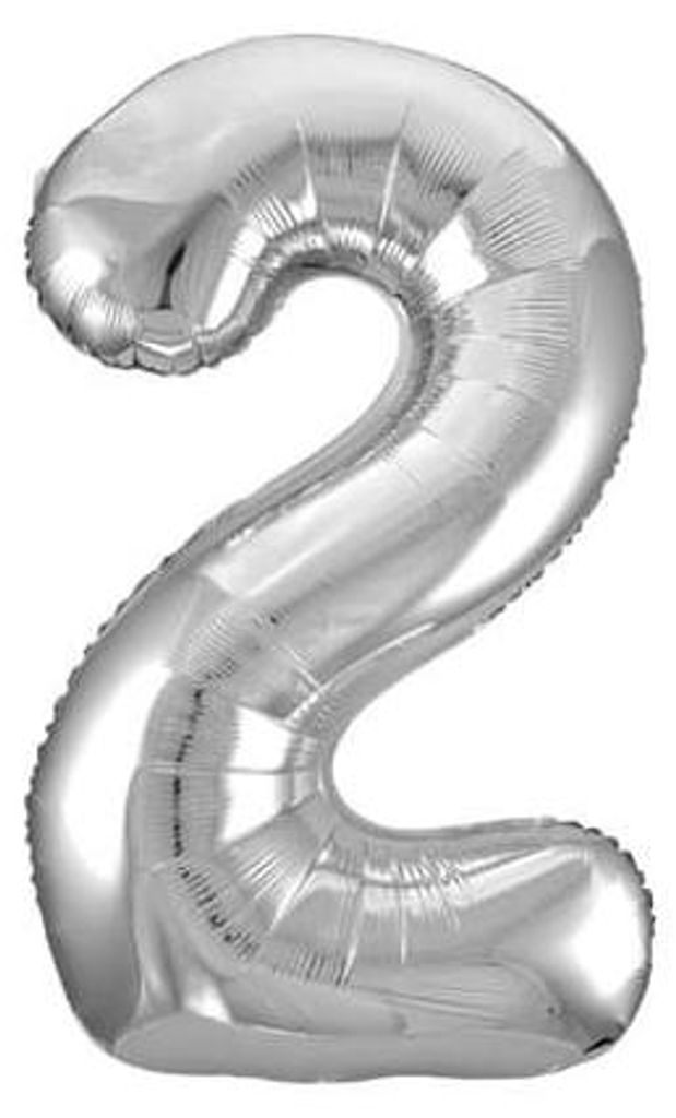 Folienballon Zahl 2 silber - ca. 86 cm Produktbild 