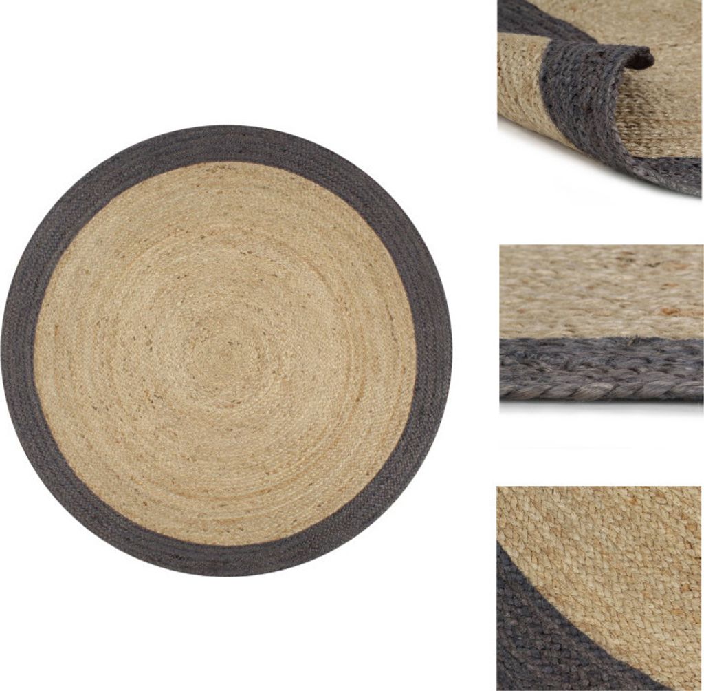 vidaXL Teppich Handgefertigt Jute mit Dunkelgrauem Rand 90 Produktbild 