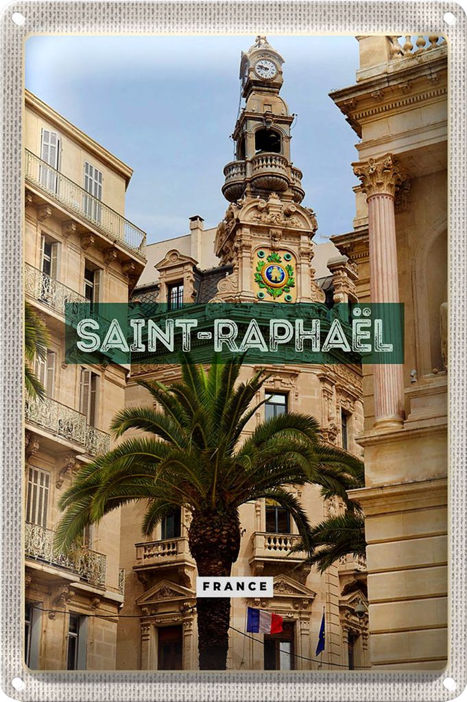 Blechschild Reise 40x30cm Saint-Raphaël France Hafenstadt