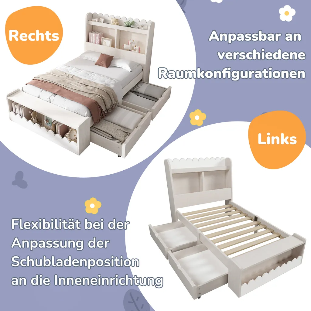 Lit Enfant 90x200 cm Idéal pour Optimiser l'Espace avec Rangement - 3