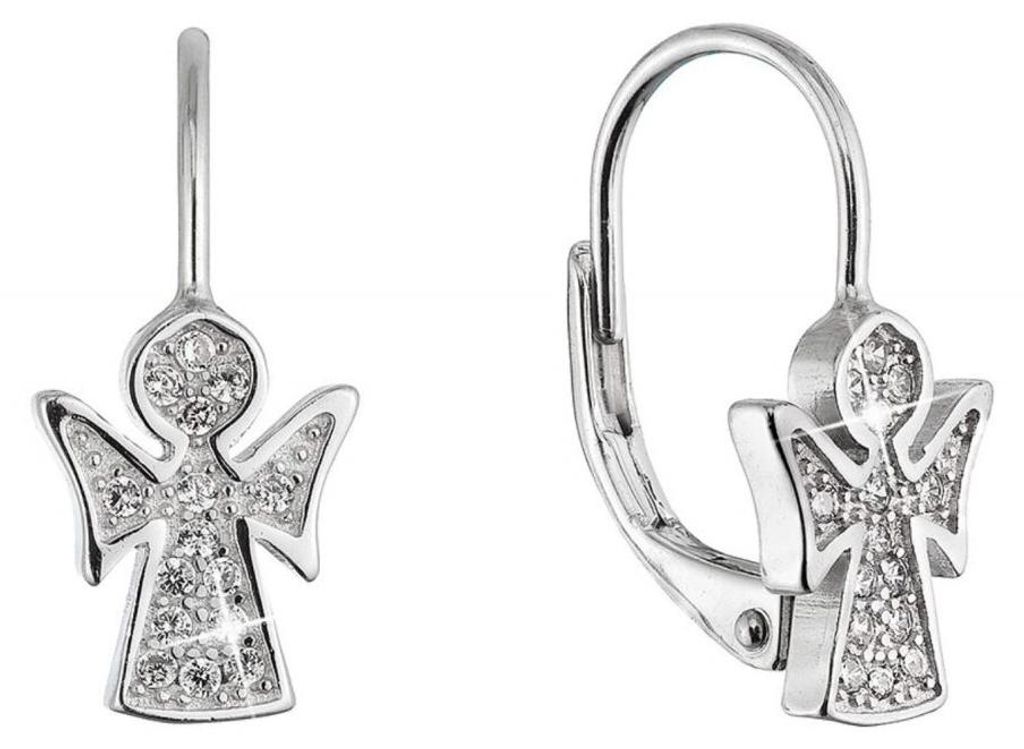Zarte Silberohrringe Engel mit Zirkonen 11543.1