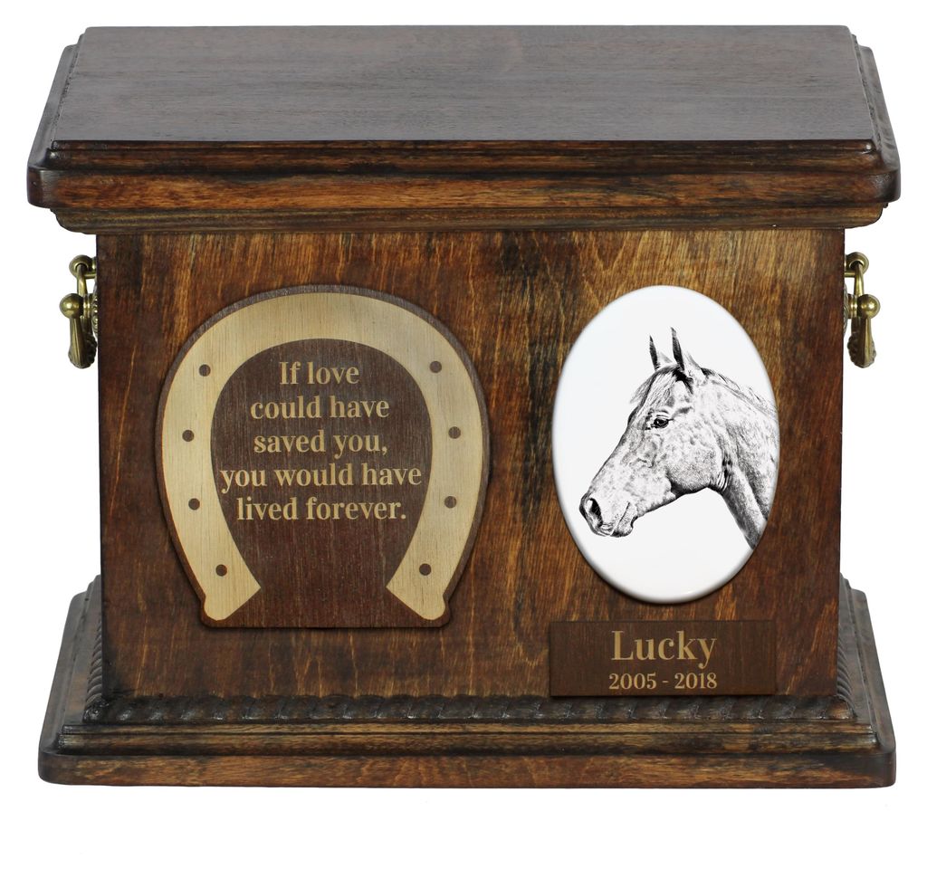 Holsteiner Pferd - Eine Urne für die Asche eines Pferdes, eine Urne für ein Pferd mit Foto, personalisierte Tierasche-Box von Art-Dog.