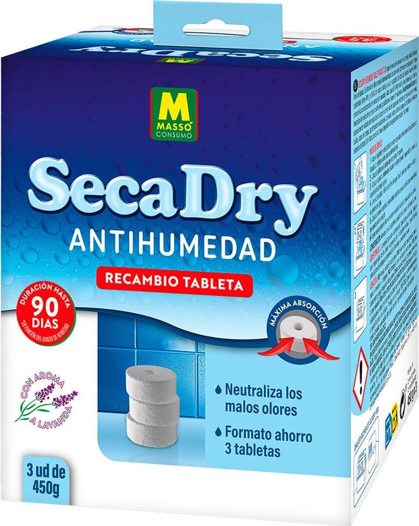 Secadry, Packung mit 3 Ersatztabletten à 450 g. Sparformat