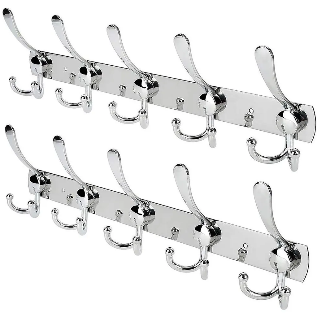 Lot de 2 Patères à Crochets en Acier Inoxydable Argenté pour Murale