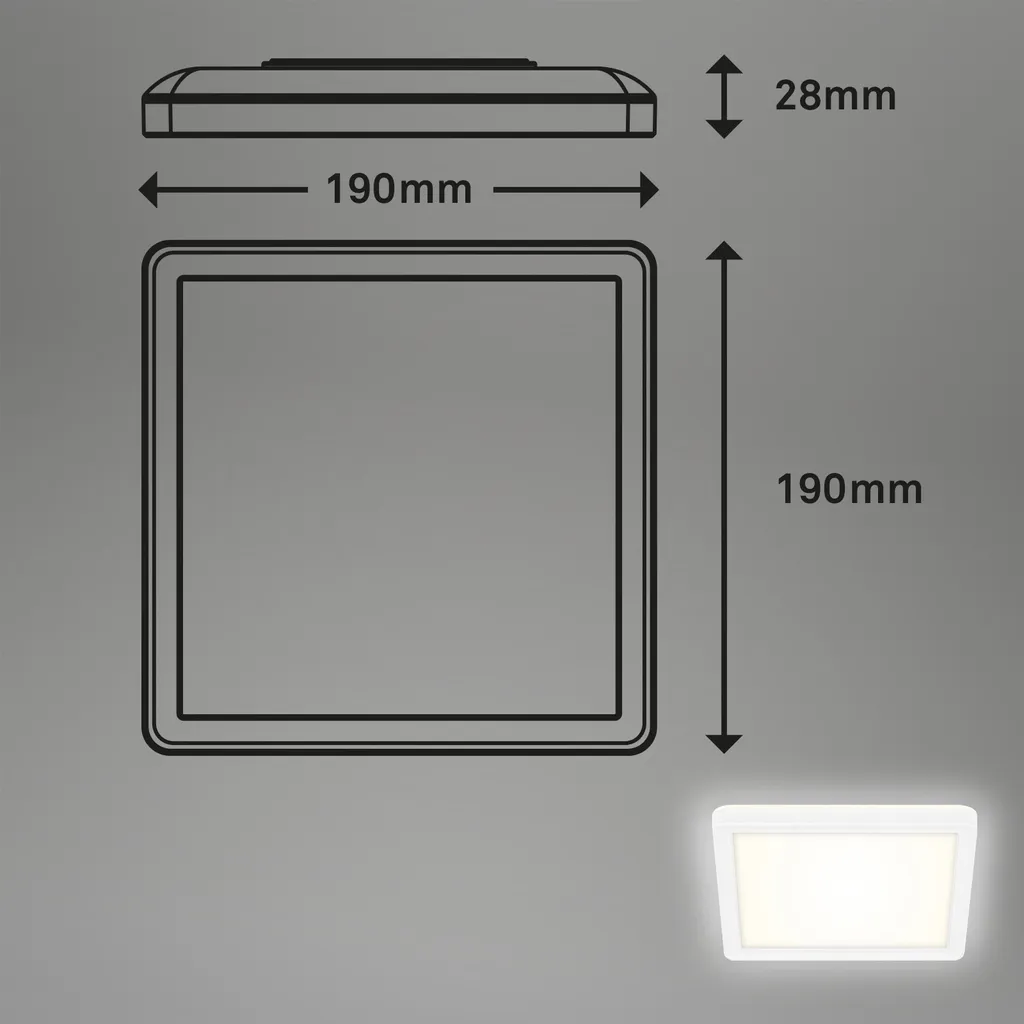 Pannello LED 12W 19x19 cm Bianco Neutro - Alta Luminosità 1400 lm - 3