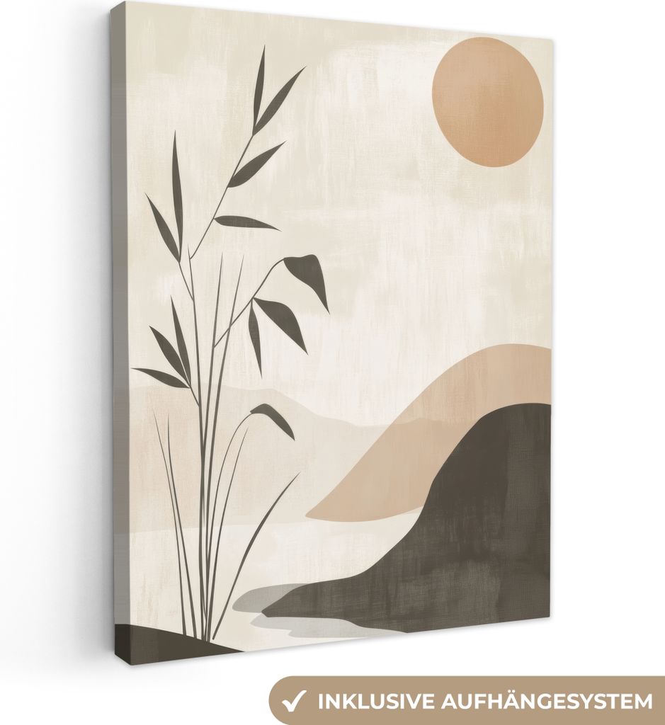 Leinwand Bilder 30x40 cm - Japandi - Natur - Beige, Bild Modern, Wanddeko, Gemälde