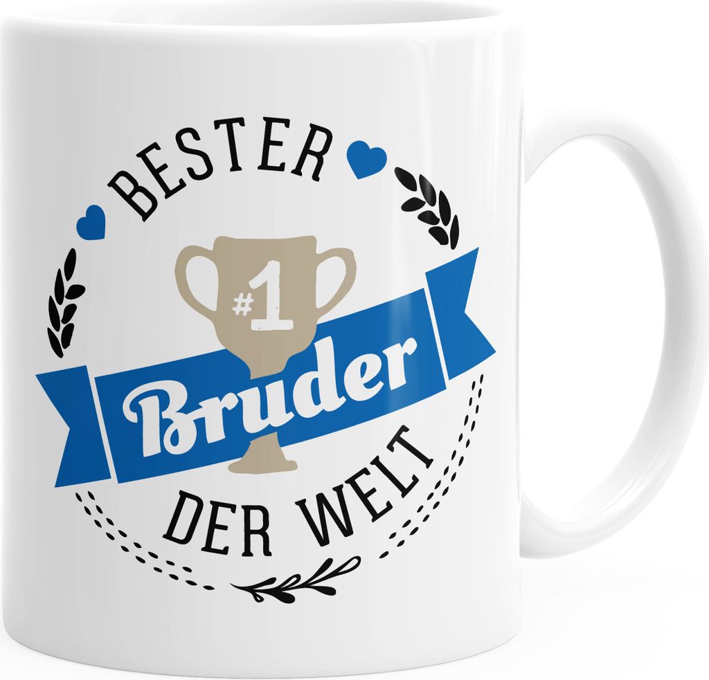Kaffee-Tasse bester Bruder der Welt Geschenk für Bruder MoonWorks weiß unisize