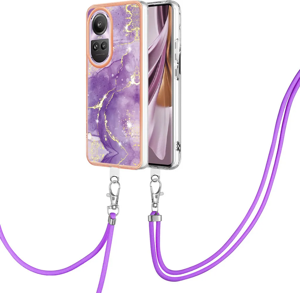 Custodia Protettiva Oppo Reno10 Pro 5G Viola con Tracolla Regolabile