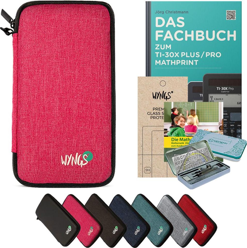CALCUSO Zubehör Streberpaket Pink kompatibel für Taschenrechner TI-30X Plus/Pro Mathprint