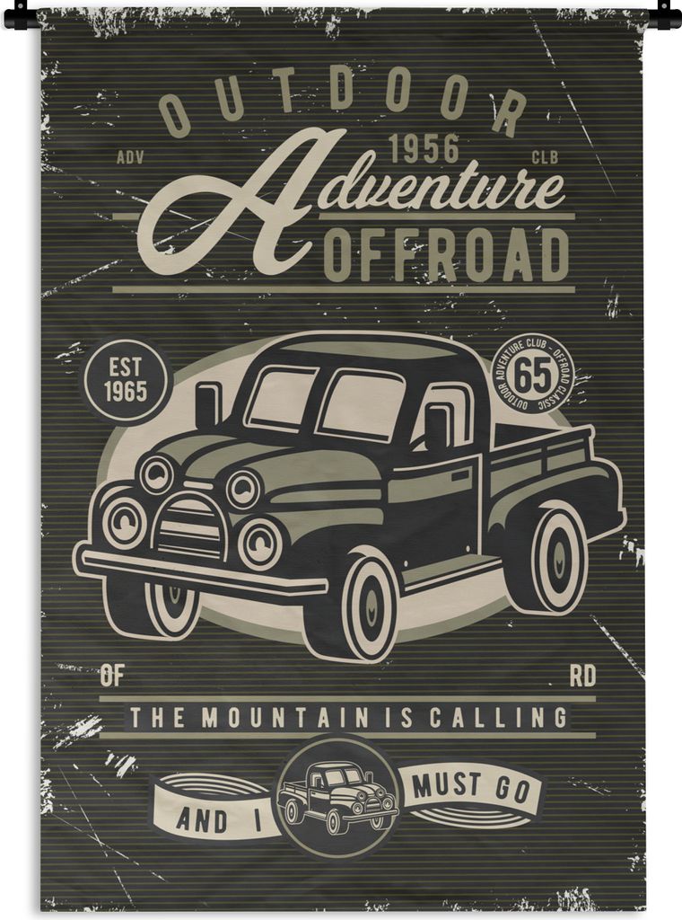 MuchoWow Wandteppich Wandbehang Autos - Oldtimer - Briefe - Zitat 120x180 cm Tapisserie Dekoration Wandtuch - Schlafzimmer - Dekorationen für da...