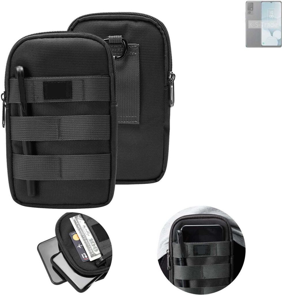 K-S-Trade Holster Gürtel Tasche kompatibel mit TCL 40 XL Handy Tasche Schutz Hülle dunkel-grau viele Fächer, 1x