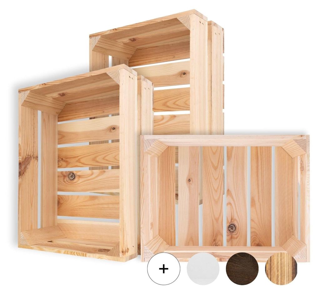 Creative Deco 3 x Natuurlijke Houten Kist, 40 x 30 x 15 cm Productafbeelding 