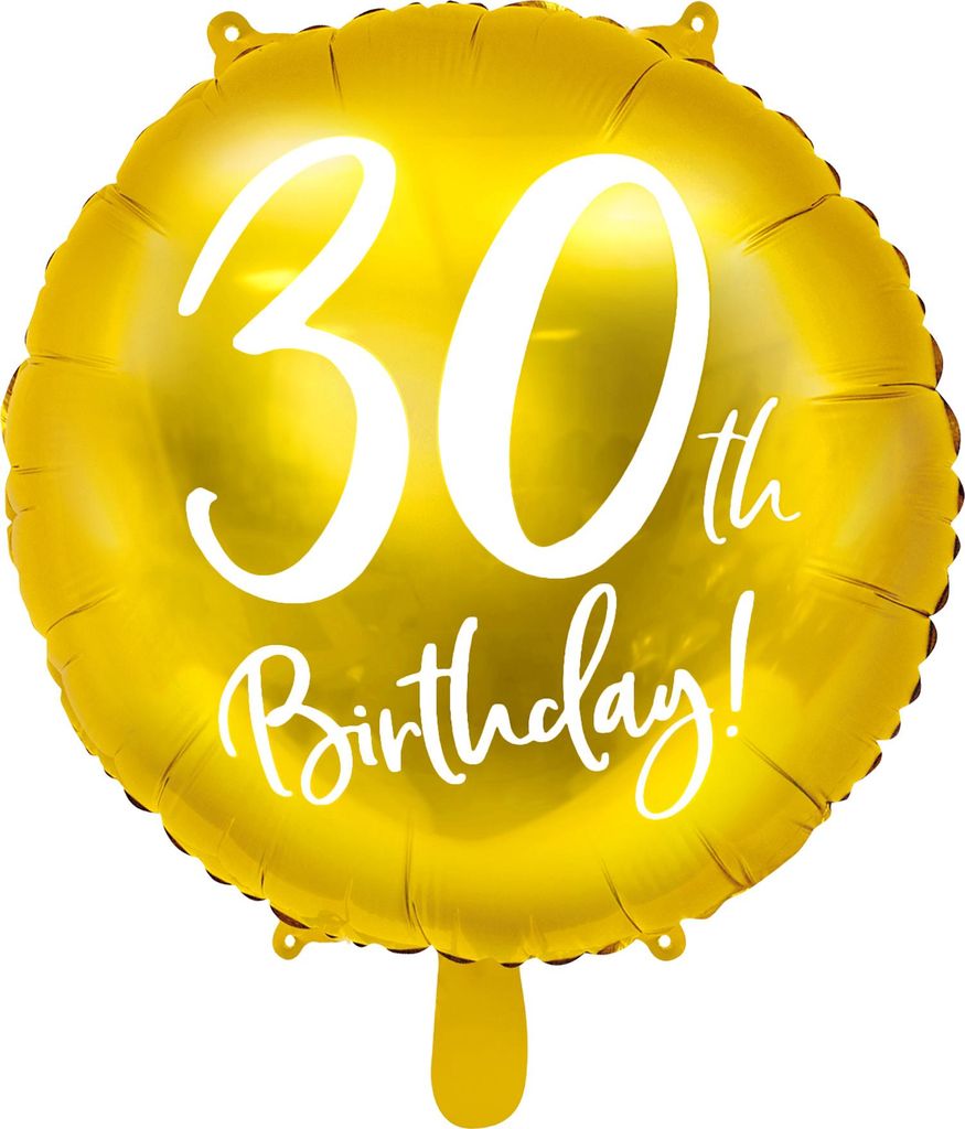 Palloncino in foil con scritta 30° compleanno 45cm oro Immagine del prodotto 