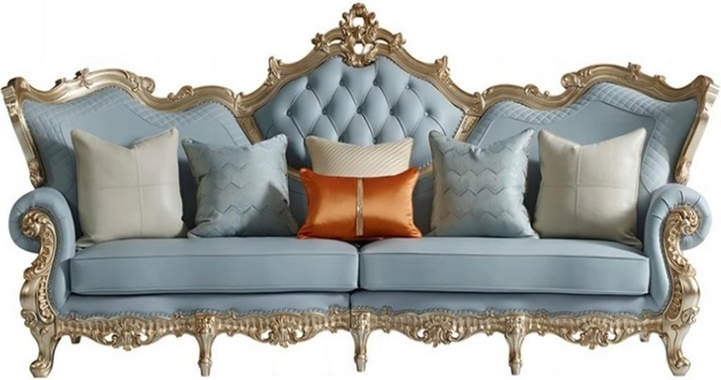 Blaue Chesterfield Klassische Couch Robuste Wohnzimmer Sitzsofa
