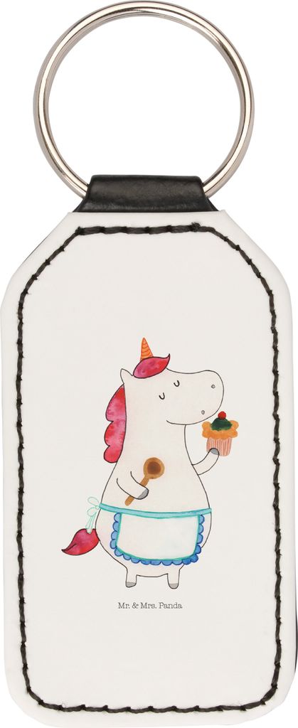 Mr. & Mrs. Panda schlüssel anhänger Einhorn Küche - Weiß - Geschenk, Einhörner, Schlüsselanhänger Rechteckig, Taschenanhänger, Unicorn, fü...