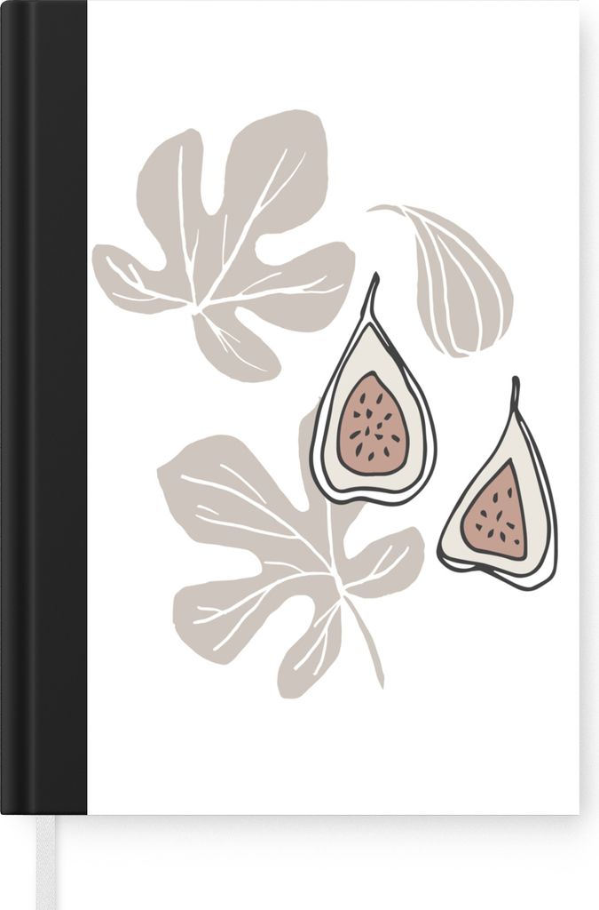 MuchoWow Notizbuch Tagebuch Haushaltsbuch Notebook A5 Sommer - Feige - Weiß - Notizblock - Notizheft - Notebook - Schreibblock - Papier