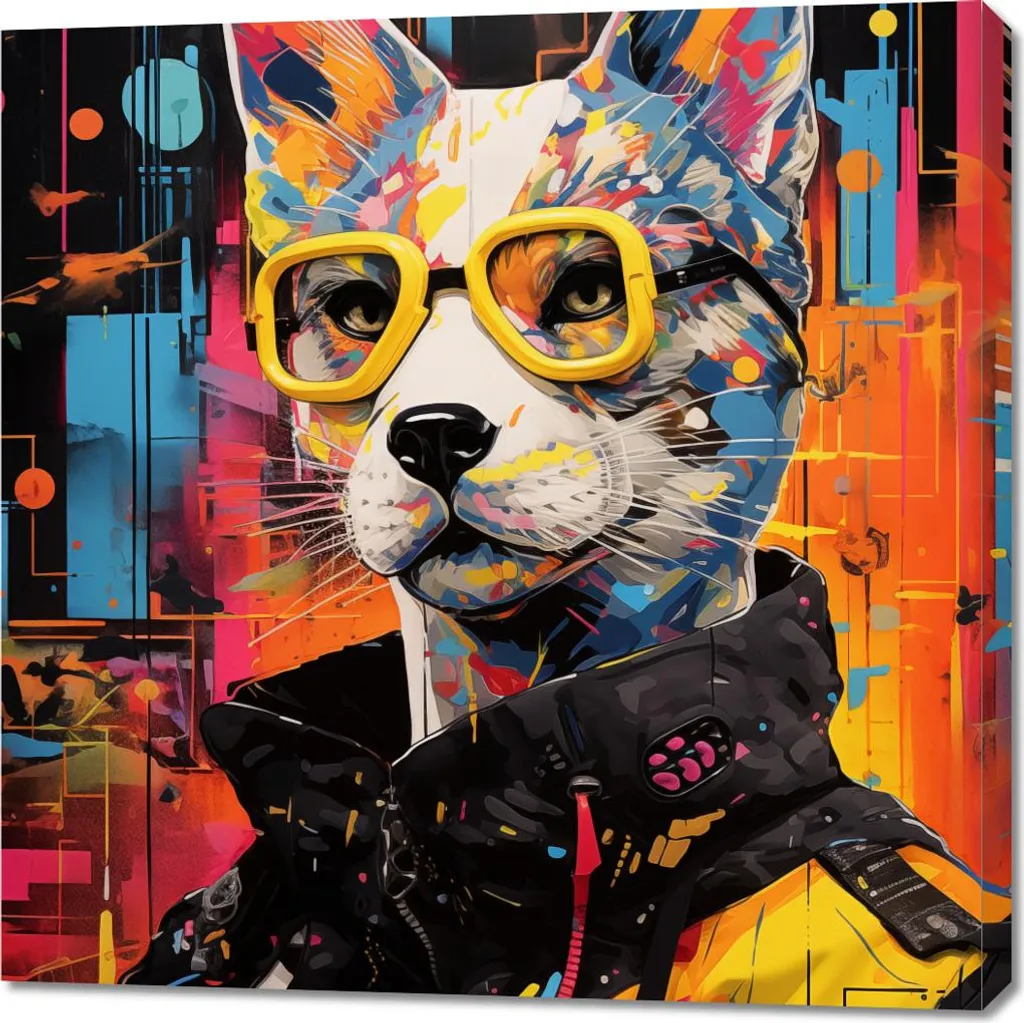 Tableau Chat Urbain 90x90 cm - Déco Murale pour Masquer un Mur Vide