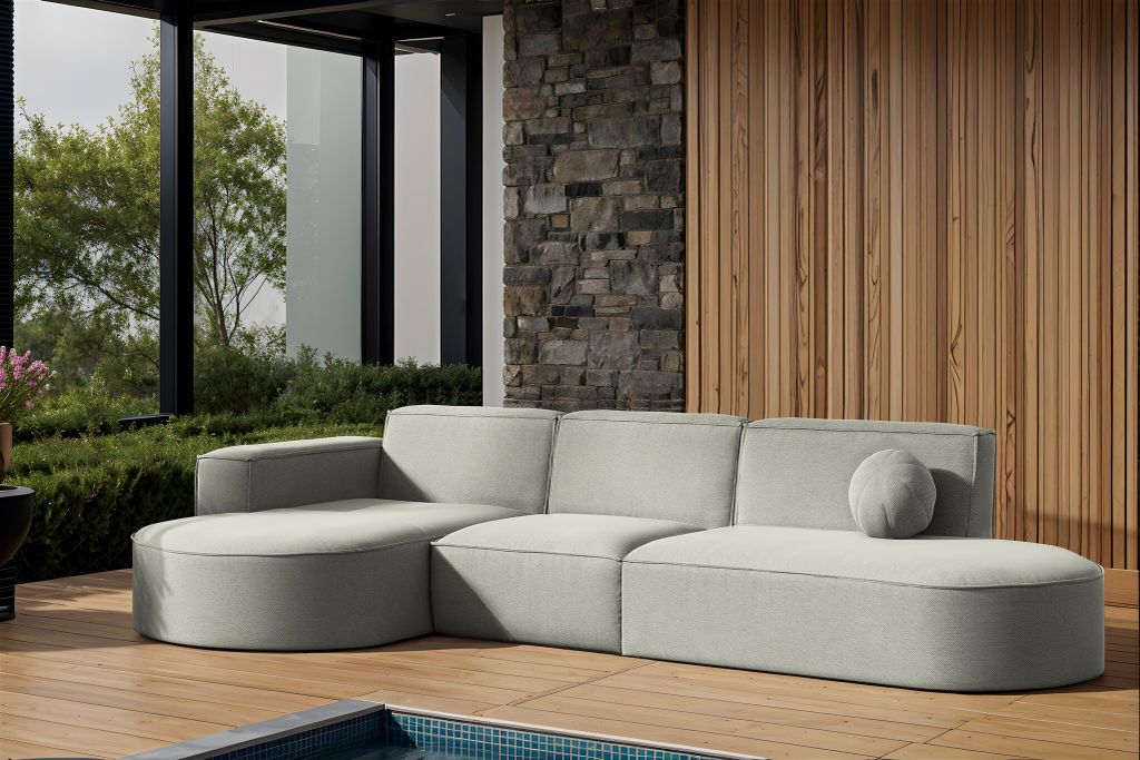 Garten Ecksofa SUNDAY in wetterfester Stoff ART-N Hellgrau Produktbild 