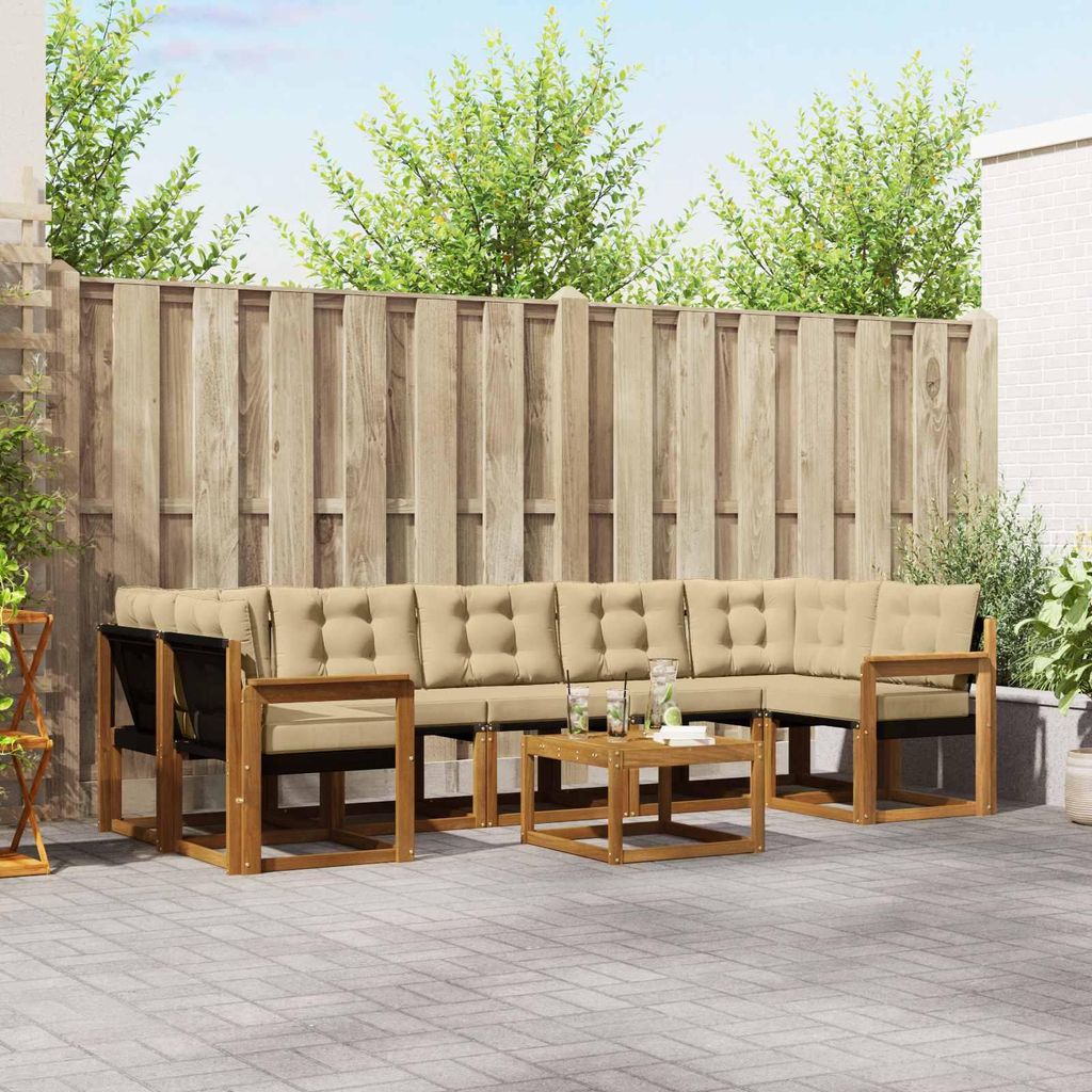 "im Sonderangebot"Outdoor-Sofagarnitur - CLORIS - Balkonmöbe/Sitzgruppe - mit Kissen 8 pcs - Moderne Design - Natur und Beige - Gartensofas Promot...