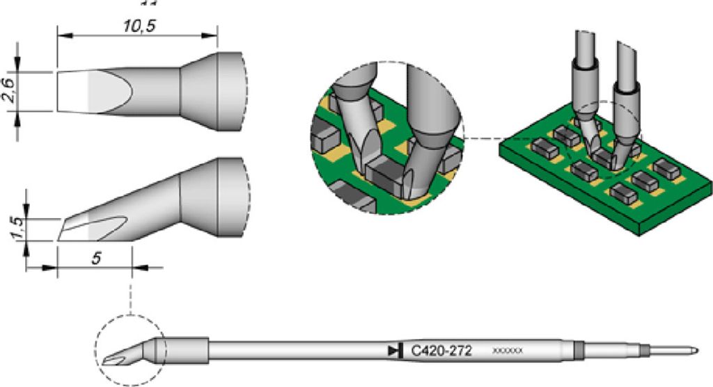 JBC Lötspitze Serie C420, C420272/2,6 mm, für Chip-Komponenten C420272
