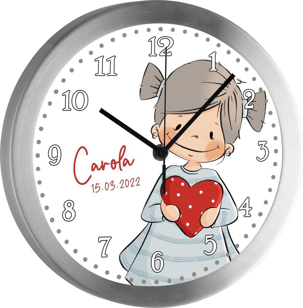 Kinderzimmer Funkwanduhr, Funkuhr Wanduhr Kinder, Mädchen Elisa 25 cm