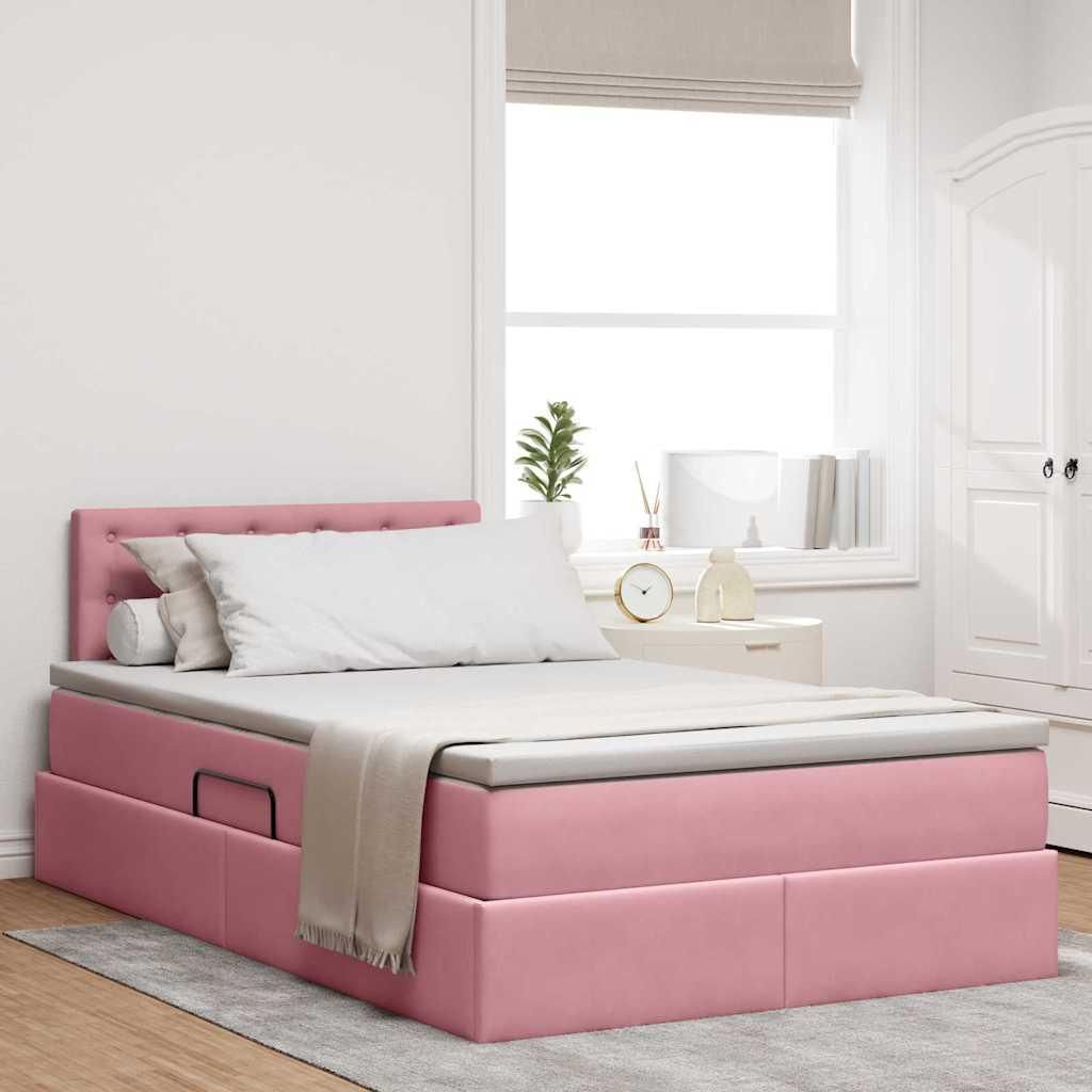 Maison Exclusive - Aufbewahrungsbett mit Matratze Rosa 120 x 200 cm Samt