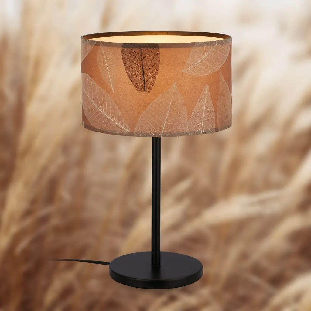 Lampe de table Briloner Mata décor feuilles E27 café 25x41,5 cm