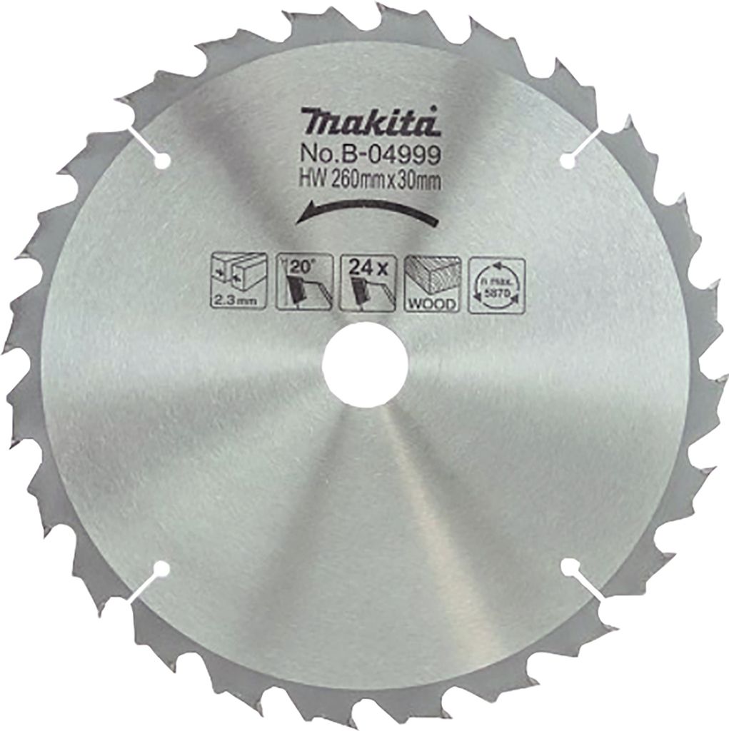Makita B-04999 Standard-Kreissägeblatt TCT 260 x 30 mm 24T Holz Holz
