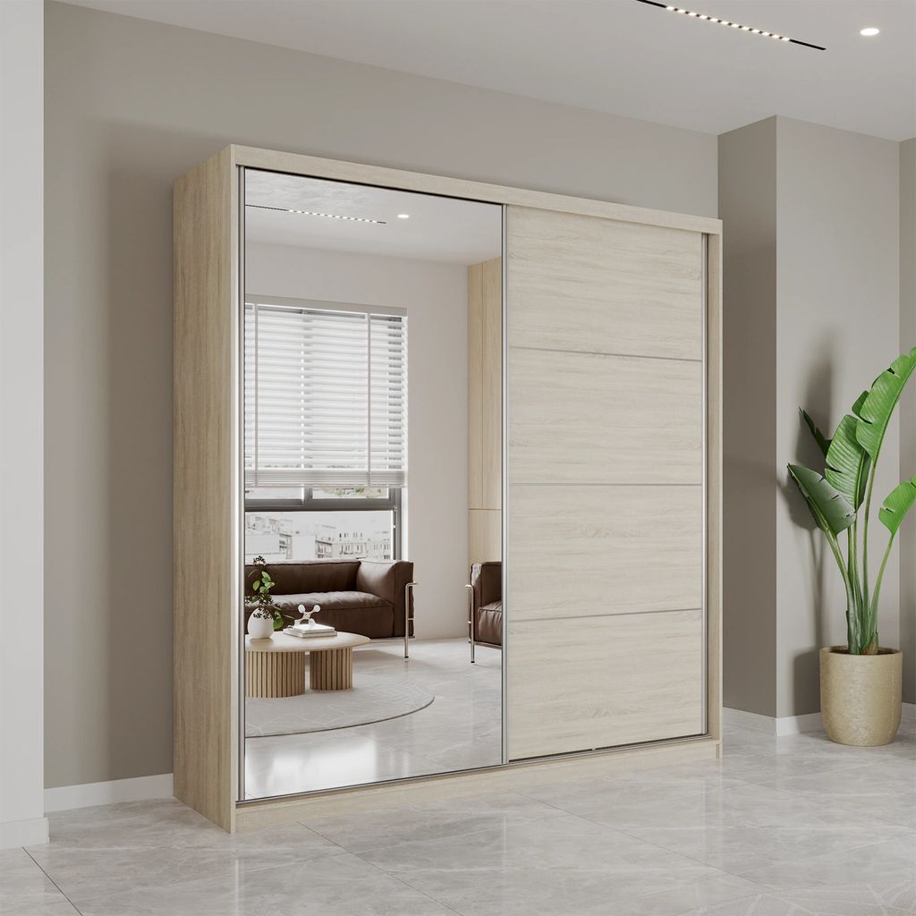 Armoire à portes coulissantes Armoire 203cm Sonoma/Sonoma Image du produit 