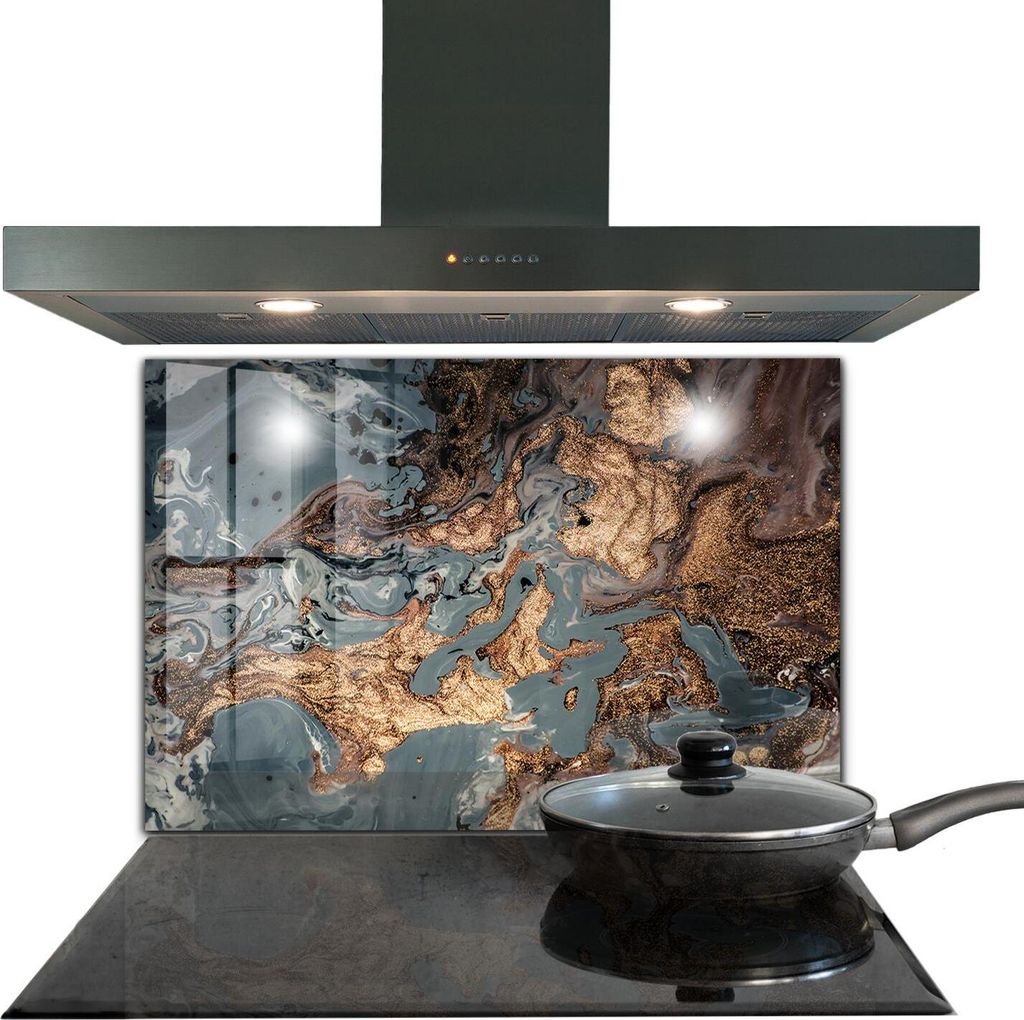 Spritzschutz aus Glas Küchenrückwand - Wandschutz für Herd und Spüle - 80x60 cm - Marmor Kunst Abstrakt