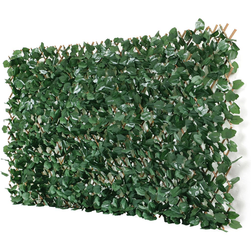 Erweiterbarer Gitterzaun aus Weide mit künstlichem Blattwerk aus Ahornblätter 100x200cm Sichtschutz Balkon Garten Terrasse und Dekoration Wohnzimmer