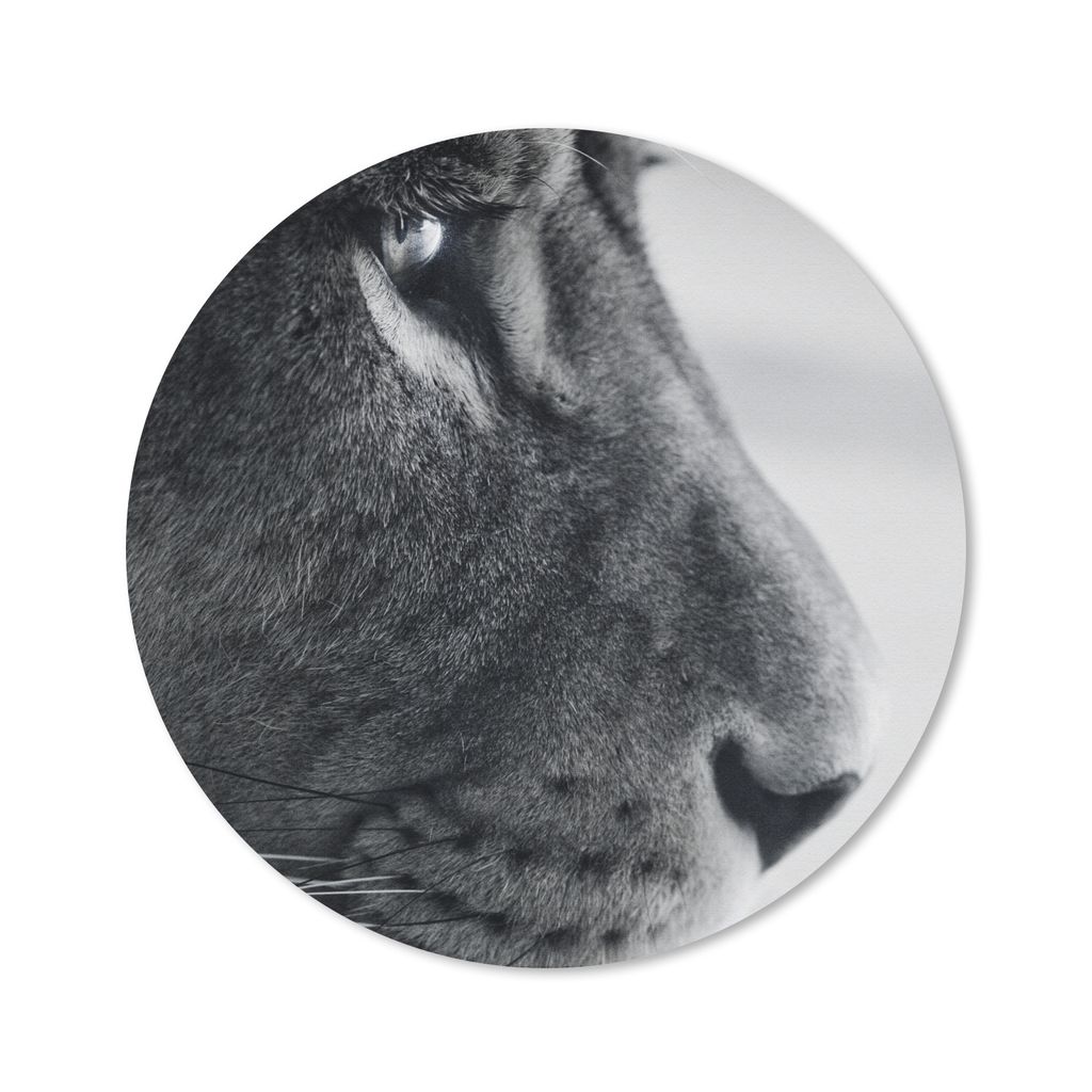 MuchoWow Mauspad Mousepad Tierprofil Löwe in schwarz und weiß 40x40 cm - Mousepads - Maus Mat - Pad - Mausunterlage - Schreibtisch Accessoires