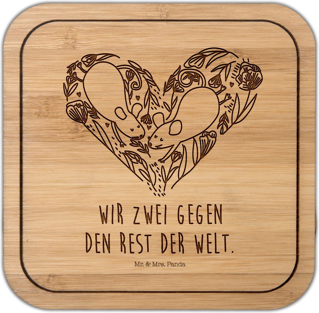 Mr. & Mrs. Panda kork untersetzer Mäuse Herz - Transparent - Geschenk, Tischschoner, Maus, Love, Tischuntersetzer, Korkuntersetzer Quadratisch, Co...