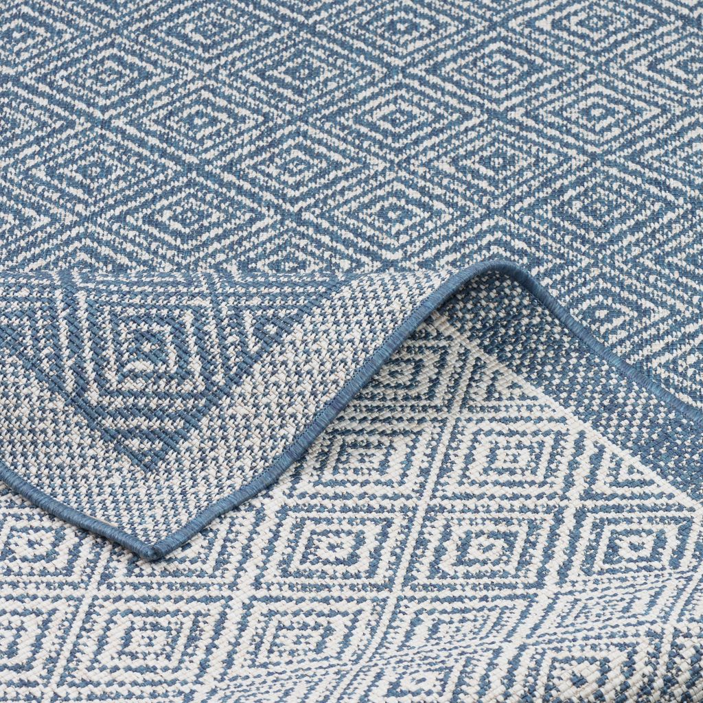 In- und Outdoor Teppich Beidseitig Flachgewebe Hampton Blau Meliert, Größe:120x170 cm