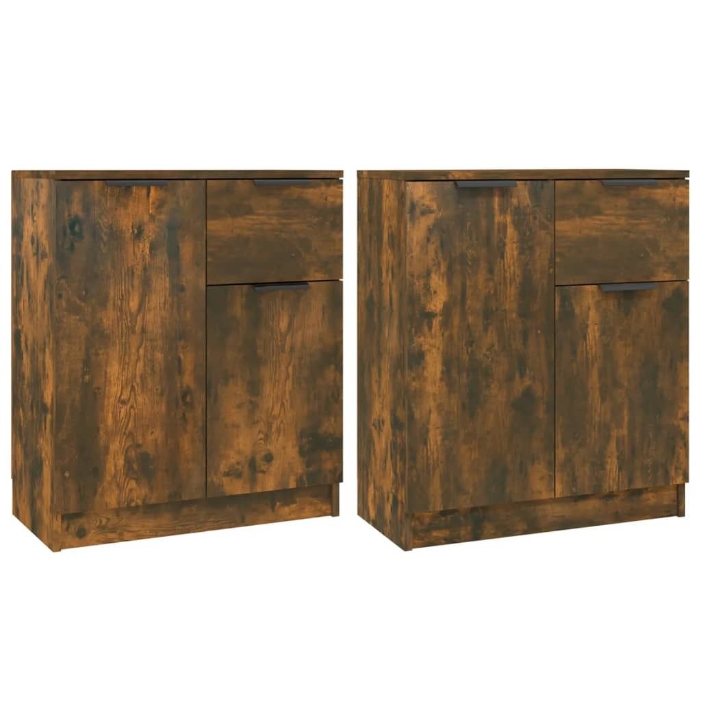 Sideboards 2 Stk. Räuchereiche 60x30x70 cm Holzwerkstoff