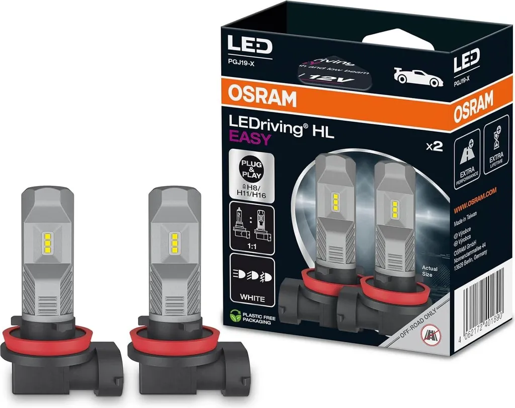 Ampoule LED H16 H11 anti-éblouissement pour remplacer halogène jaune