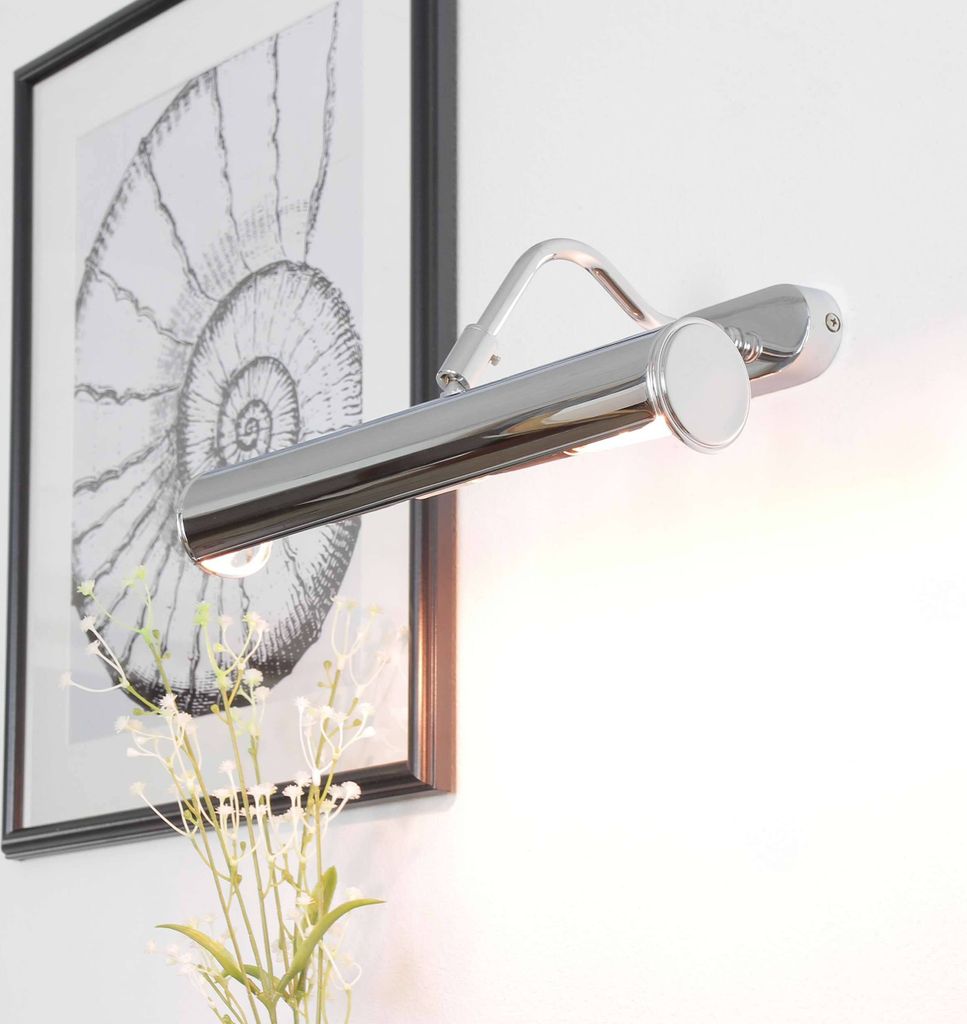 Bilderlampe Silber E14 Echt-Messing Jugendstil Bilderleuchte zum Lesen